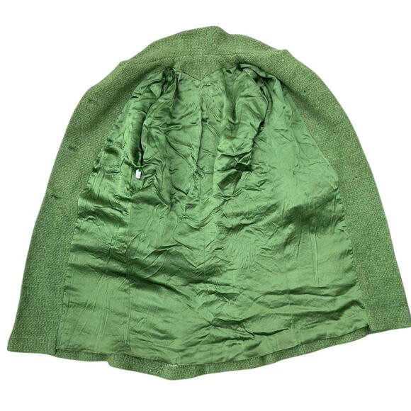 Vintage 1960s Green Wool Boucle Double Breasted Coat MINT Jackie O Chic Womens M - Picture 14 of 15